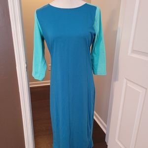 5 for $30 BOUTIQUE Two Tone Blue Baseball Tee Dress